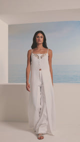 TD White Maxi Blouse and Pants Set