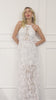 SK White Long 3D Lace Mesh Dress