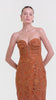 SK Midi Strapless Lace Brown Dress