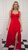 SK Red Satin Crepe Long Dress